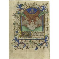 1440 Illuminated Manuscript Leaf with Painting [I]Horae B.M.V.
