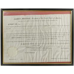 James Monroe Document Signed "James Monroe." James Monroe Document Signed