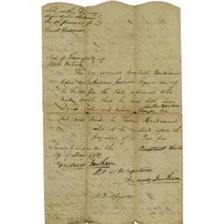 Andrew Jackson DS 1801  Andrew Jackson: A very early document signed twice as a 34 year old Justice 