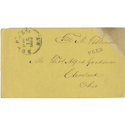 Millard Fillmore Franked Envelope Signed.  Millard Fillmore Franked Envelope Signed 