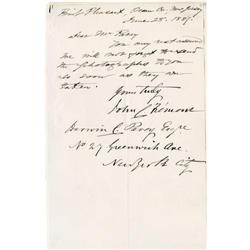 John C. Fremont Autograph Letter Signed . John C. Fremont Autograph Letter Signed