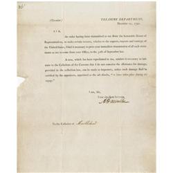 Alexander Hamilton Typed Letter Signed. Alexander Hamilton Treasury Department Circular Signed