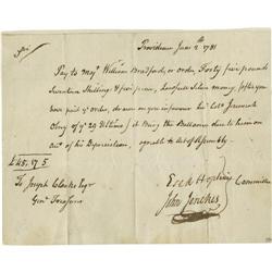 Esek Hopkins War-Date Document Signed.  Esek Hopkins War-Date Document Signed 