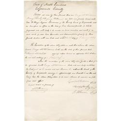 Pair of North Carolina Documents Re: Slavery Pair of North Carolina Documents Regarding Slavery.