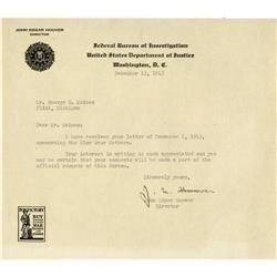 J. Edgar Hoover Typed Letter Signed. J. Edgar Hoover Typed Letter Signed,