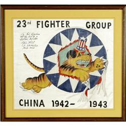 Fighting Tiger Ace "Tex" Hill Group  Fighting Tiger Ace "Tex" Hill Original Artwork Signed,