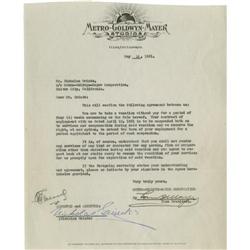 Famous Mogul Louis Mayer Signed Contract 1931  Famed Hollywood Mogul Louis B. Mayer 1931 Signed Cont