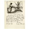 Image 1 : Artist James McBey Sketch and Note  Artist James McBey Original Sketch and Note