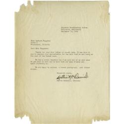 Hattie McDaniel Typed Letter Signed Hattie McDaniel Typed Letter Signed