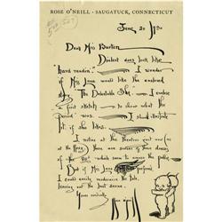 Delightful Rose O'Neil ALS with Original Art Delightful Rose O'Neil ALS with Original Art of her Fam