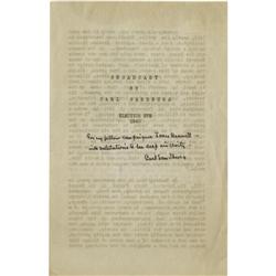 Carl Sandberg, Autograph on Script. Unique Carl Sandberg, 1940, Election-eve Radio Broadcast Script,