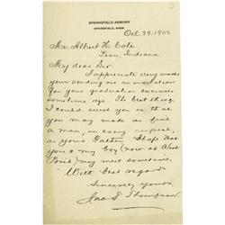 General John Thompson (Tommy Gun) ALS  General John Thompson (Inventor of the Tommy Gun) Autograph L