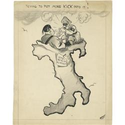 1930s Werner Political Cartoon Original Art 1939 Werner Political Cartoon Original Art From [I]TIME