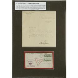 Eckener TLS and Zeppelin Cover  Hugo Eckener Typed Letter Signed,