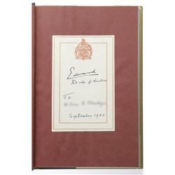 Prince Edward, Duke of Windsor Signed Book Prince Edward, Duke of Windsor Signed Book: [I]Windsor Re