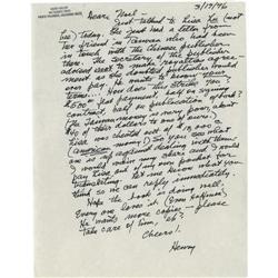 Henry Miller Autograph Letter Signed Henry Miller Autograph Letter Signed,
