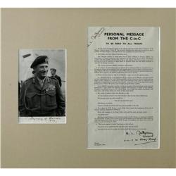 2 Field Marshall Montgomery Signatures Field Marshall Bernard Montgomery Document Signed,