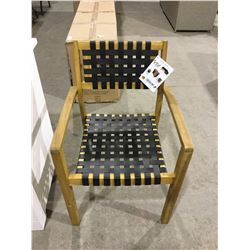 Sao Paulo Acacia Frame Black Faux Wicker Stackable Chair