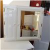 Image 1 : 3 x 37 x 30 WHITE 2 DOOR WALL CABINET W/ BEVELLED MIRROR