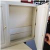 Image 2 : 3 x 37 x 30 WHITE 2 DOOR WALL CABINET W/ BEVELLED MIRROR