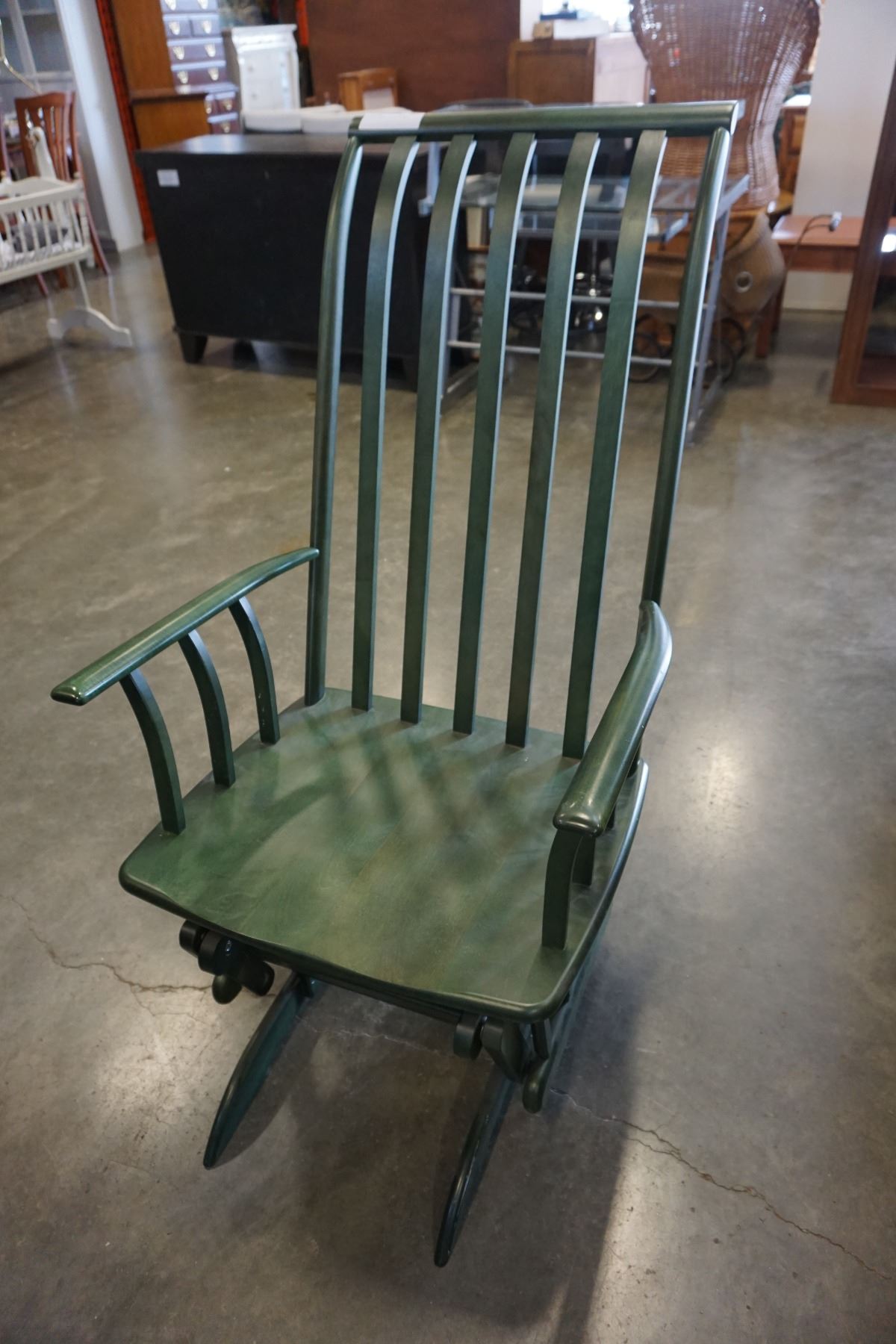 PAINTED GREEN GLIDER ROCKER - Big Valley Auction