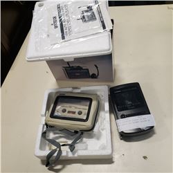 MINI CASSETTE PLAYER IN BOX AND CASIO LCD POCKET COLOUR TV