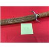Image 2 : Carved Wood and Steel Asian Sword with Symbols on the Blade