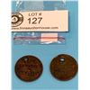 Image 2 : Lot of 2 Ships Colonies and Commerce Token 1835 Half Penny Coin