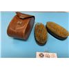 Image 2 : A Pair of Antique Ebony Clothes Brushes in Leather Case