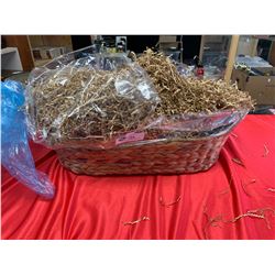 Large Wicker Basket filled with Shredded Paper