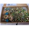Image 2 : Small Vintage Wooden Cigar Box filled with Mid Century Modern Jewelry.