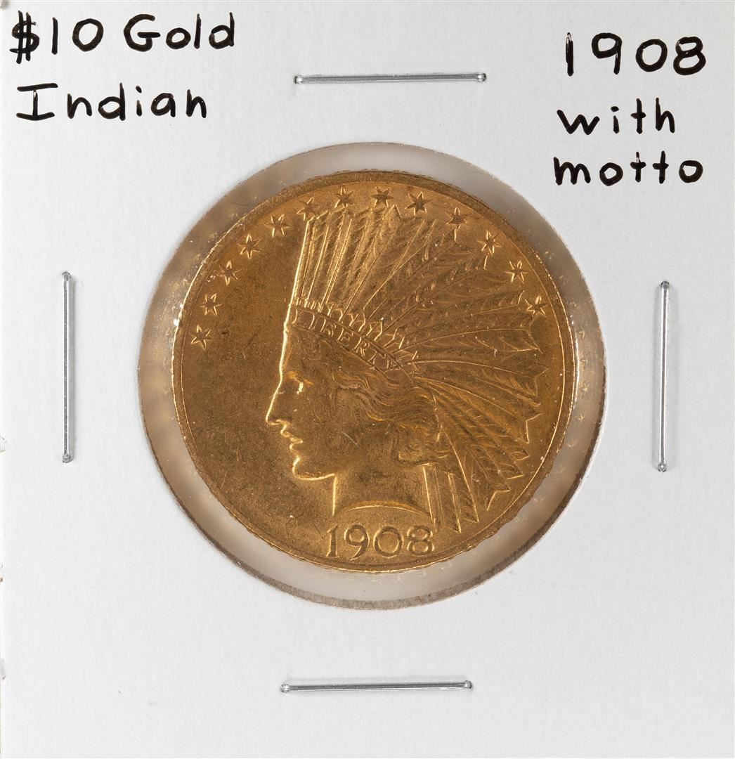 1908 Coin 1908 with Motto $10 Liberty Head Eagle Gold Coin
