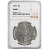 Image 1 : 1899 $1 Morgan Silver Dollar Coin NGC MS63