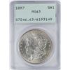 Image 1 : 1897 $1 Morgan Silver Dollar Coin PCGS MS63 Old Green Rattler