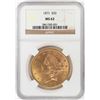 Image 1 : 1875 $20 Liberty Head Double Eagle Gold Coin NGC MS62
