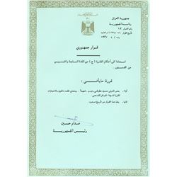 SADDAM HUSSEIN SIGNED DOCUMENT.