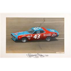 RICHARD PETTY SIGNED HAND-COLOURED IMAGE #43 CAR