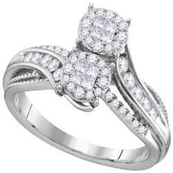 Diamond Bypass Bridal Wedding Engagement Ring 1/2 Cttw 14kt White Gold