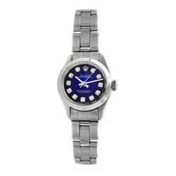 Rolex Pre-owned 26mm Womens Custom Blue Vignette Stainless Steel - REF-360Y2W