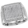 Image 1 : Mens Diamond Square Cluster Ring 3/4 Cttw 10kt White Gold