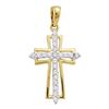 Image 1 : Diamond Cross Outline Religious Pendant 1/4 Cttw 10kt Yellow Gold