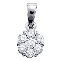 Diamond Flower Cluster Pendant 1.00 Cttw 14kt White Gold