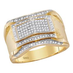 Mens Diamond Contoured Arch Cluster Ring 1/3 Cttw 10kt Yellow Gold