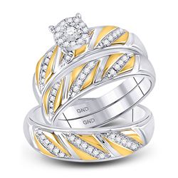 His Hers Diamond Solitaire Matching Bridal Wedding Ring Band Set 1/3 Cttw 10kt Two-tone Gold