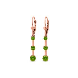 Genuine 2.5 ctw Peridot Earrings 14KT Rose Gold - REF-39H3X