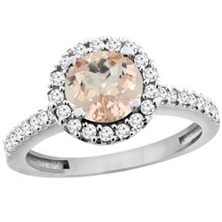 1.08 CTW Morganite & Diamond Ring 14K White Gold - REF-55F5N