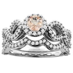 0.94 CTW Morganite & Diamond Ring 10K White Gold - REF-82H9M