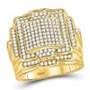 Image 1 : Mens Diamond Square Big Look Cluster Ring 1-1/2 Cttw 10kt Yellow Gold