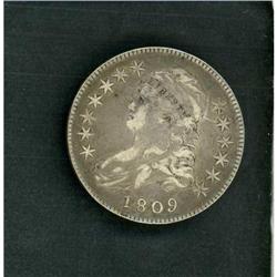 1809 Capped Bust 50C Experimental edge RAW VF35 O-102