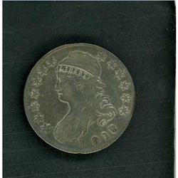 1818 Capped Bust 50C 8 over 7. Small 8 RAW VF O-102a